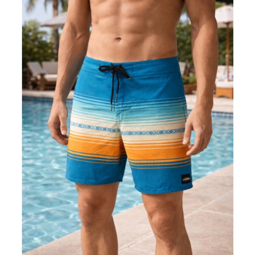 NWT- O’Neill Hyperfreak Stripe Boardshorts Men’s Size 32 Blue Swim Trunks